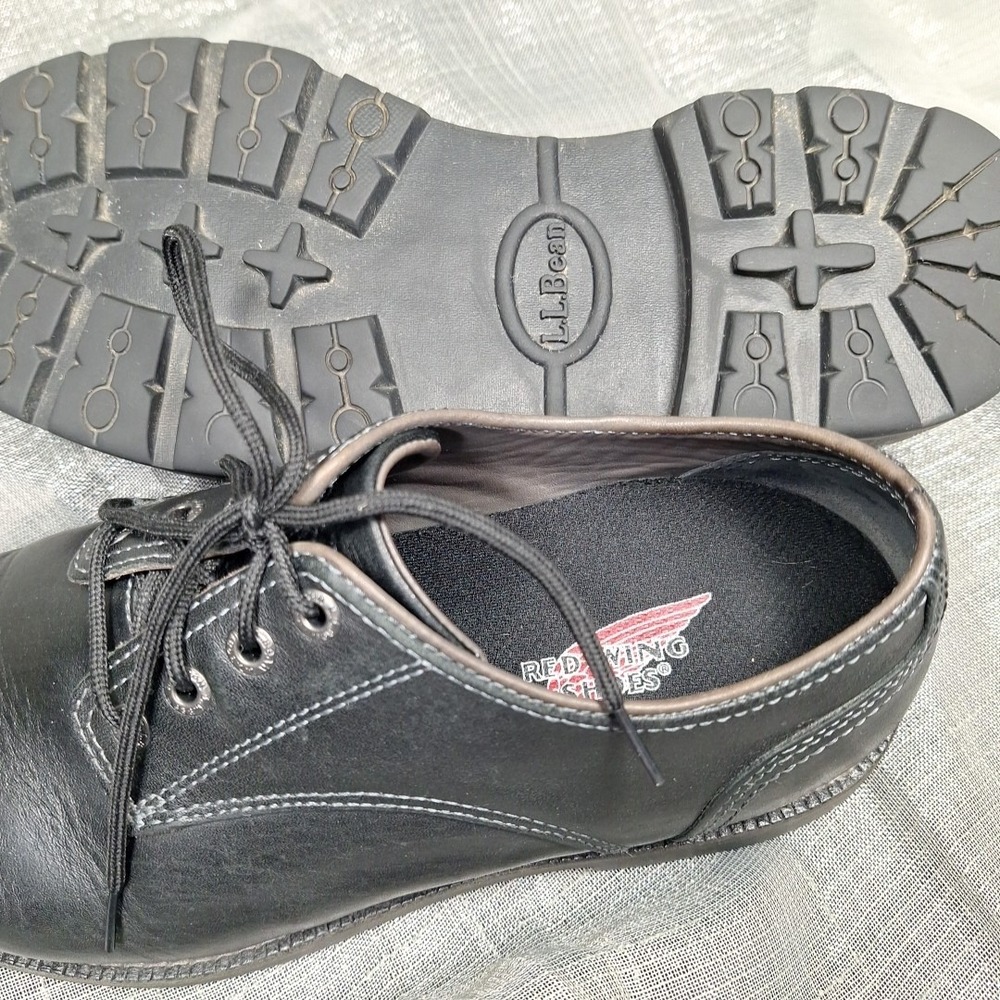 1994 Red Wing LL Bean Collab sz 8.5 Black Leather Moc Toe Lug Sole 90s Blokecore